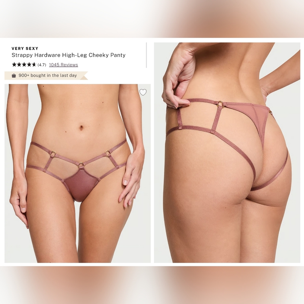 Victoria's Secret Very Sexy Strappy Hardware High-Leg Cheeky Panty LARGE
